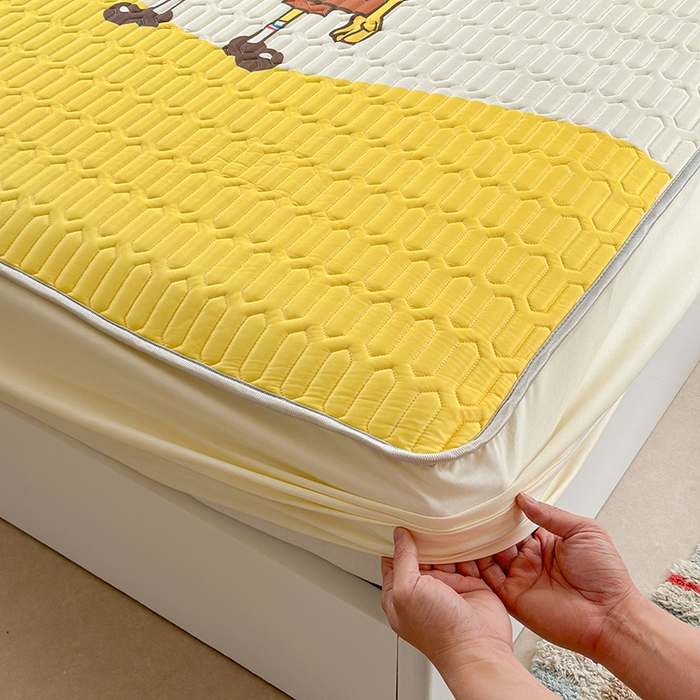 91家纺网 家纺一手货源 找家纺 金爱家 2025新款海绵宝宝乳胶凉席床笠款凉席席子 凉席床笠款-伙伴海绵宝宝