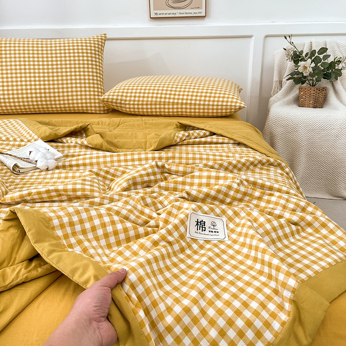 91家纺网 家纺一手货源 找家纺 （总）鸣升家纺 2025新款100%里外全棉棉花夏被无印风全棉色织水洗棉夏凉被空调被夏被春秋被单人可机洗