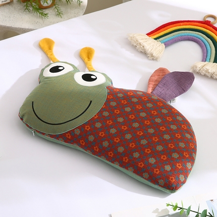 91家纺网 家纺一手货源 找家纺 蔻眠 2025小蜜蜂-全棉双层纱儿童荞麦枕芯成人卡通学生枕头 小蜜蜂-橘拼绿