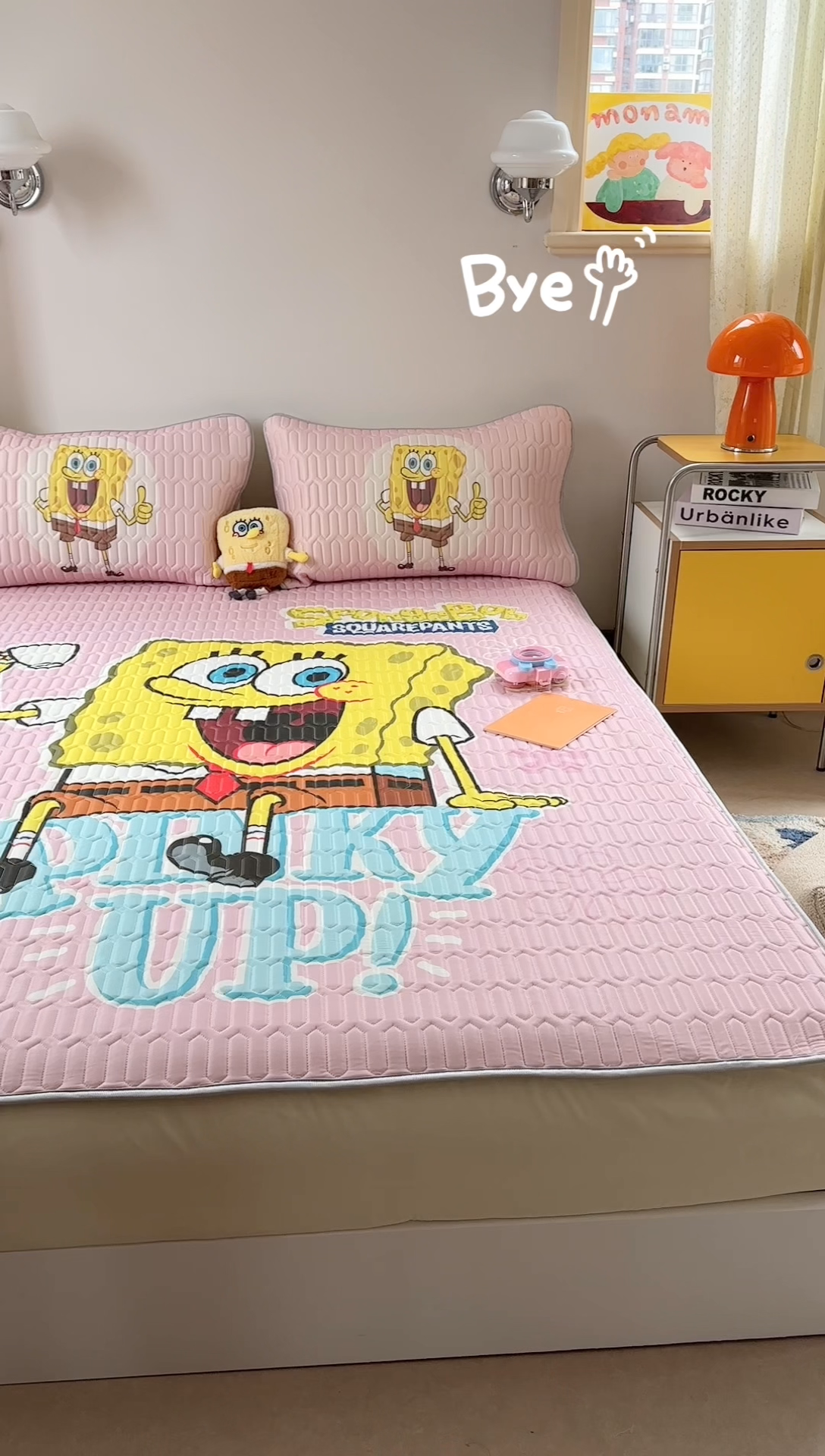 91家纺网 家纺一手货源 找家纺 （总）金爱家 2025新款海绵宝宝乳胶凉席床笠款凉席席子