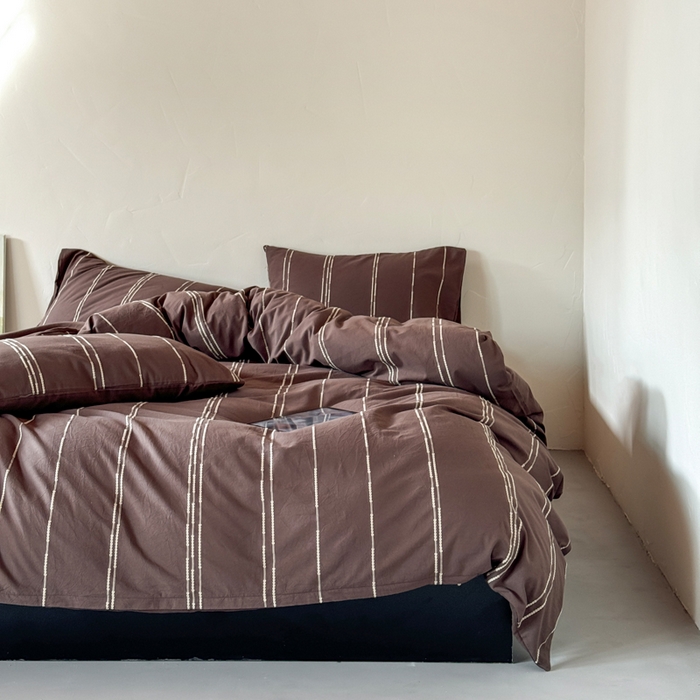 91家纺网 家纺一手货源 找家纺 山舍家居 2025新款全棉纯棉色织提花四件套-弗洛伦萨的落日 弗洛伦萨的落日-巧克力色