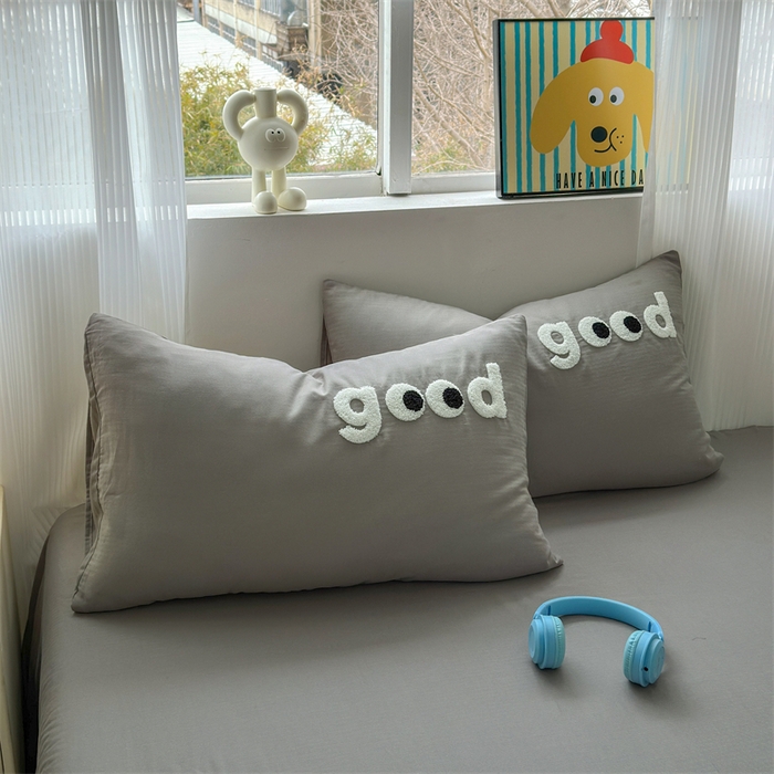 91家纺网 家纺一手货源 找家纺 丽涵 2025新款全棉纯棉大雁纹绣花单品枕套 good深银灰