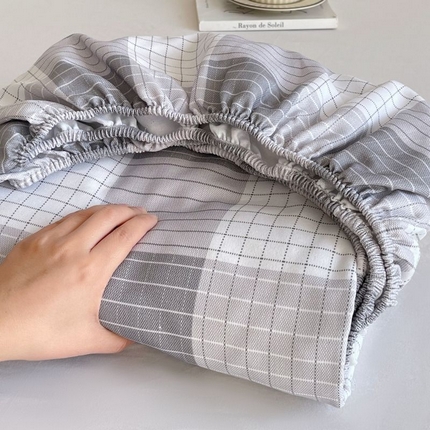 91家纺网 家纺一手货源 找家纺 2025新款全棉老粗布床单床笠-单床笠 全棉条格-休闲生活-灰