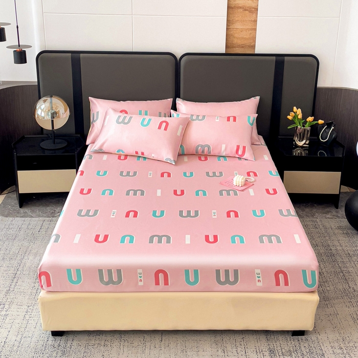 91家纺网 家纺一手货源 找家纺 纽缦家纺 2025新款印花冰丝床笠 跳动的音符