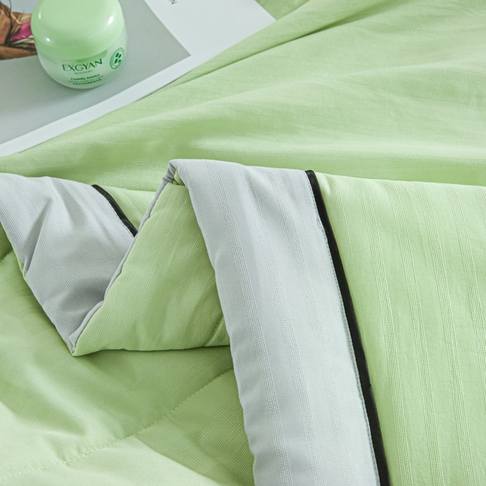 91家纺网 家纺一手货源 找家纺 宝士康家纺 2025新款10A抗菌华夫条提花夏被 青绿