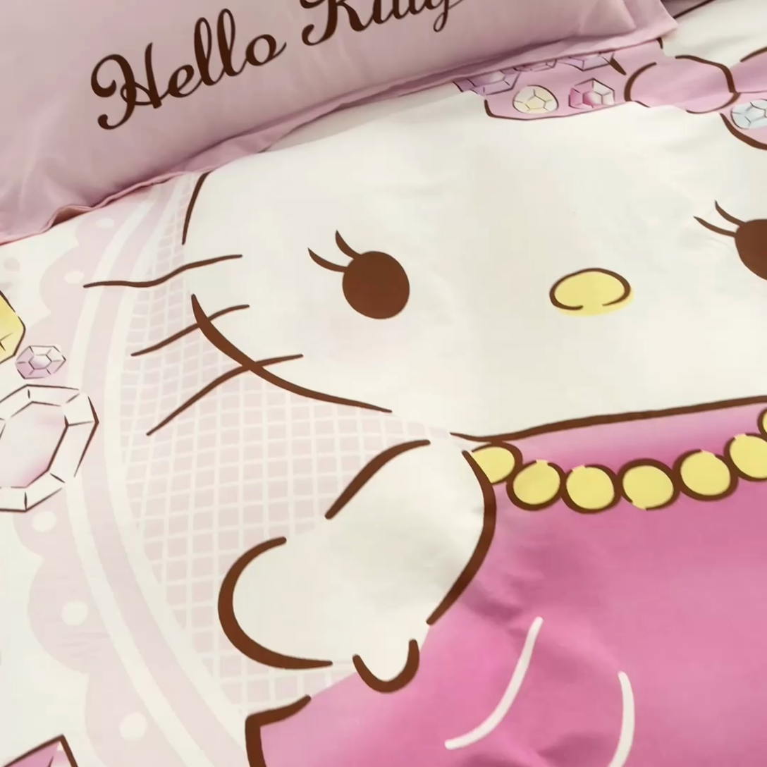 91家纺网 家纺一手货源 找家纺 博雅 2025新款三丽鸥全棉大版单枕套 花花KT猫