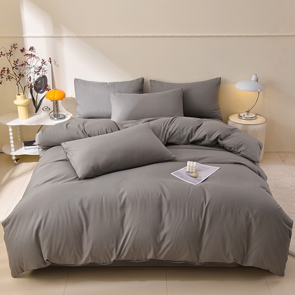 迪拜家纺 2025新款加厚水洗棉四件套-深灰