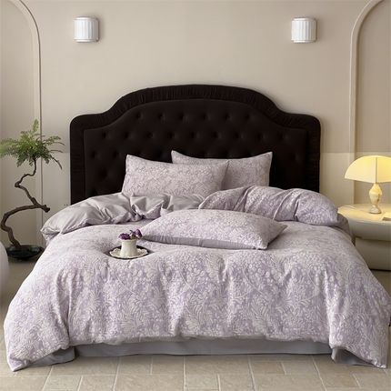 91家纺网 家纺一手货源 找家纺 赫帛 2024新款60支全棉色织提花水洗棉-七草 七草-紫色