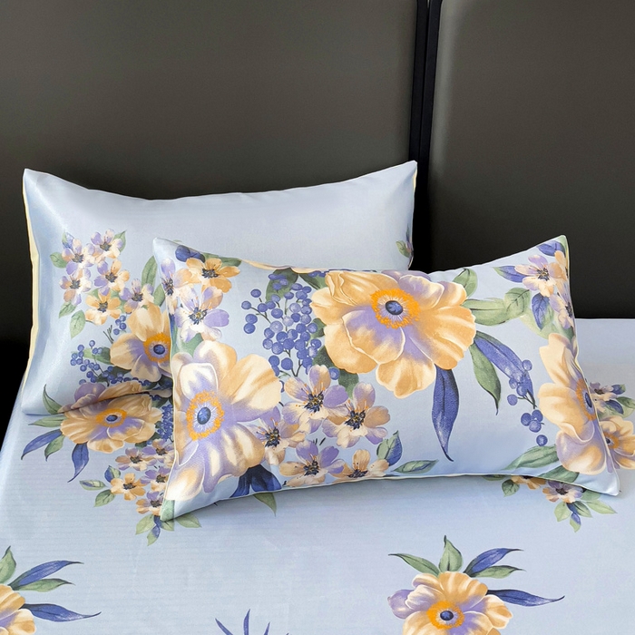 91家纺网 家纺一手货源 找家纺 纽缦家纺 2025新款印花冰丝床笠 满园