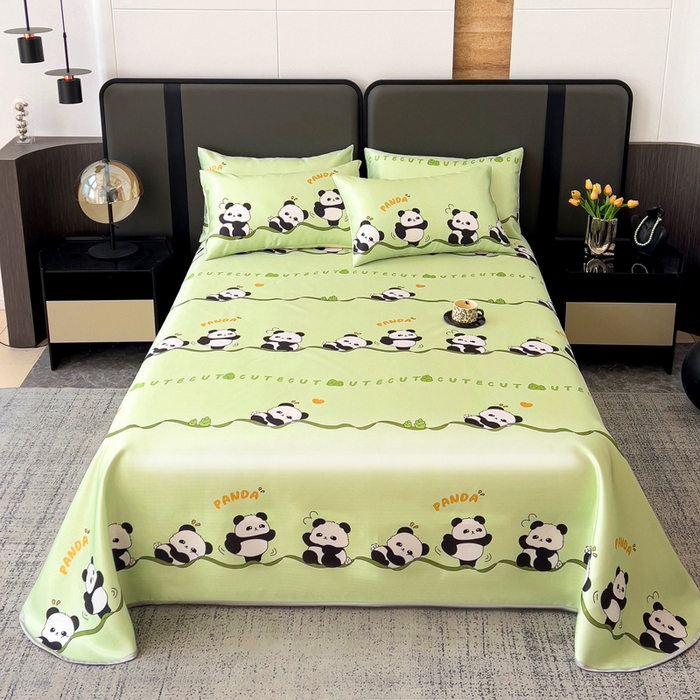 91家纺网 家纺一手货源 找家纺 纽缦家纺 2025新款印花冰丝防滑床单 萌宝