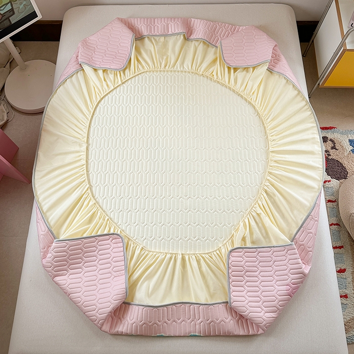 91家纺网 家纺一手货源 找家纺 金爱家 2025新款海绵宝宝乳胶凉席床笠款凉席席子 凉席床笠款-粉粉海绵宝宝