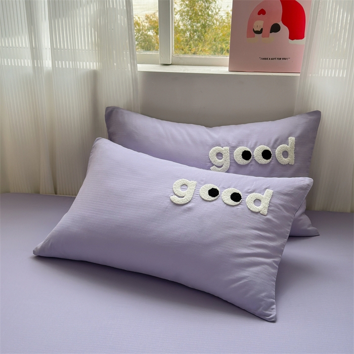 91家纺网 家纺一手货源 找家纺 丽涵 2025新款全棉纯棉大雁纹绣花单品枕套 good香芋紫