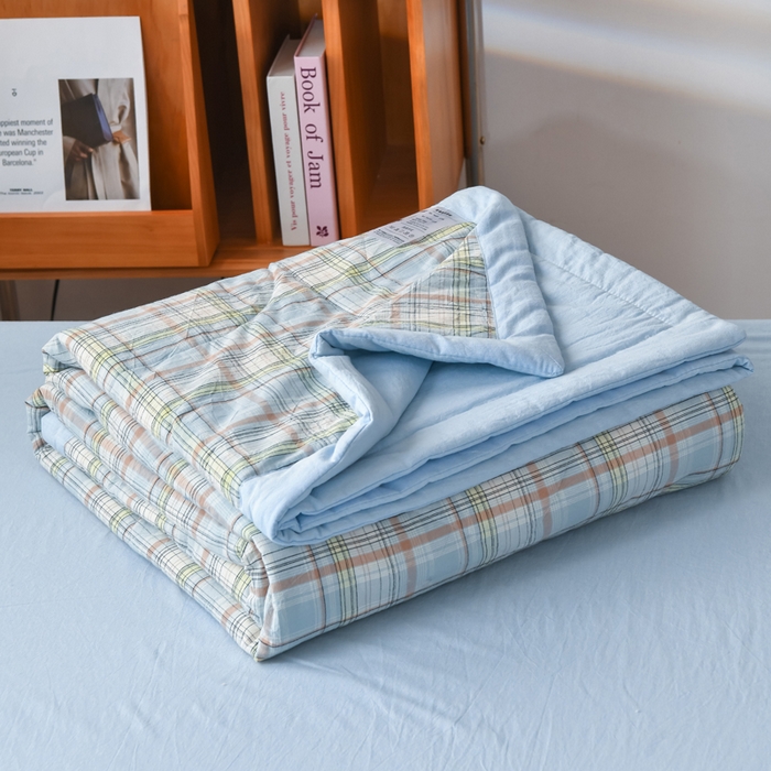 91家纺网 家纺一手货源 找家纺 圣尔雅家纺 2025新款里外全棉色织夏被新疆棉花被纯棉被子空调被夏凉被 丁香条格