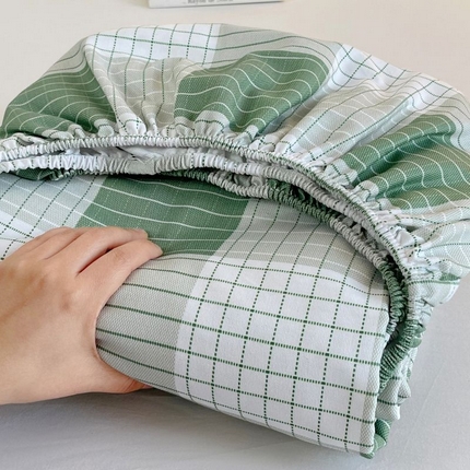 2025新款全棉老粗布床单床笠-单床笠 全棉条格-休闲生活-绿