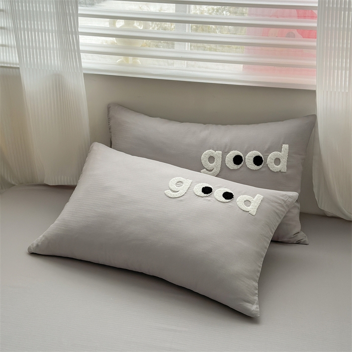 91家纺网 家纺一手货源 找家纺 丽涵 2025新款全棉纯棉大雁纹绣花单品枕套 good银沙灰