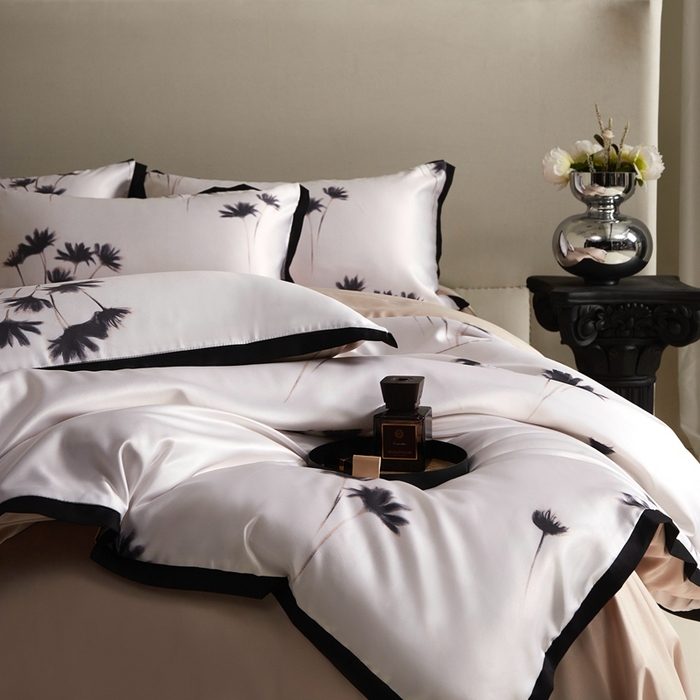 91家纺网 家纺一手货源 找家纺 优悦 2025新款冰丝数码印花四件套 如梦-香槟