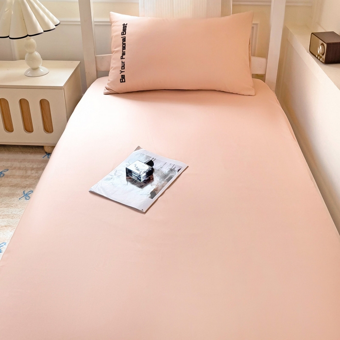 91家纺网 家纺一手货源 找家纺 纽缦家纺 2025新款纯色提花学生冰丝床笠 温雅玉