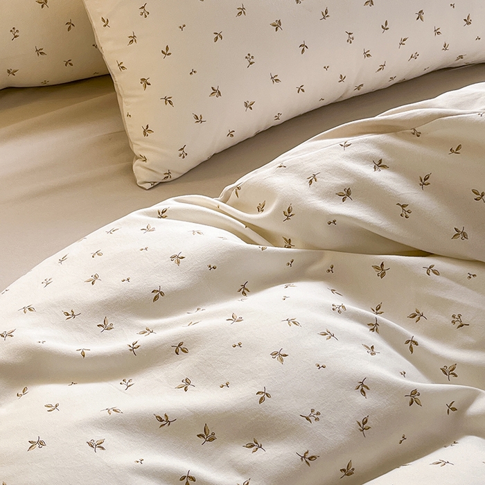 91家纺网 家纺一手货源 找家纺 玖明2025新款A类加厚柔软针织棉双层纱四件套 金叶时光