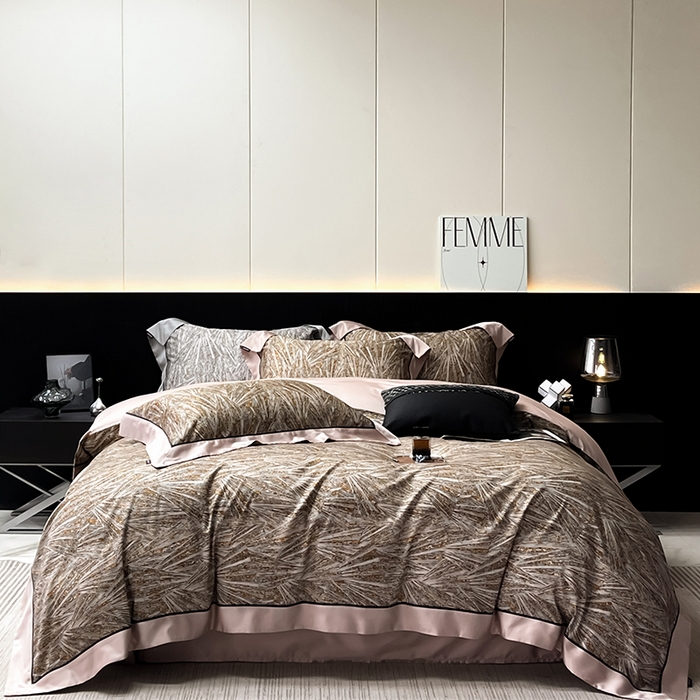 91家纺网 家纺一手货源 找家纺 2025高端轻奢A类母婴级天丝棉全工艺刺绣四件套纯棉全棉高端夏季丝滑裸睡长绒棉床上用品 曼莎