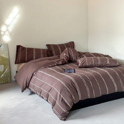 91家纺网 家纺一手货源 找家纺 山舍家居 2025新款全棉纯棉色织提花四件套-弗洛伦萨的落日 弗洛伦萨的落日-巧克力色