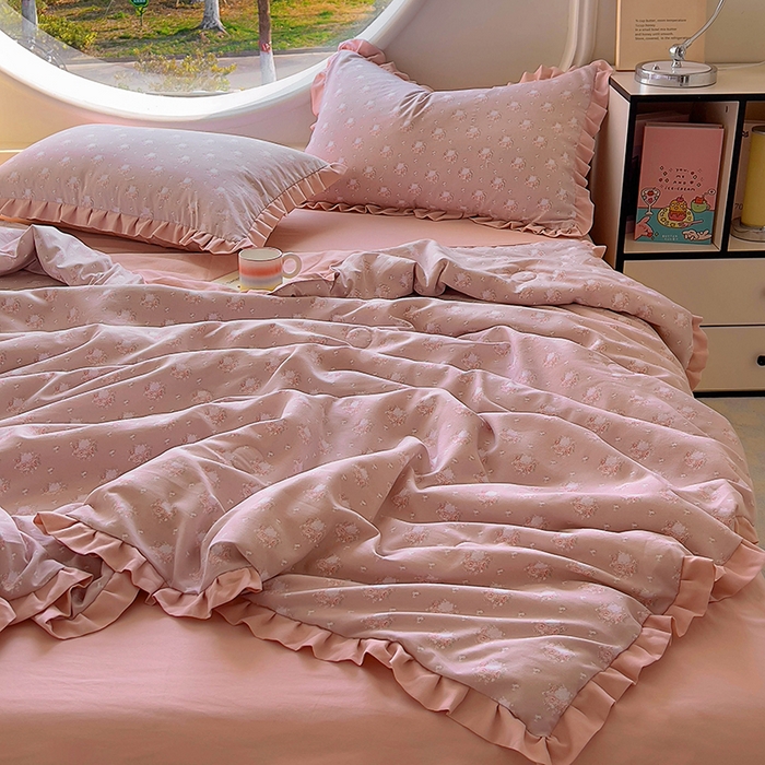 91家纺网 家纺一手货源 找家纺 欧尚 2025新款夏被四件套 半亩花田