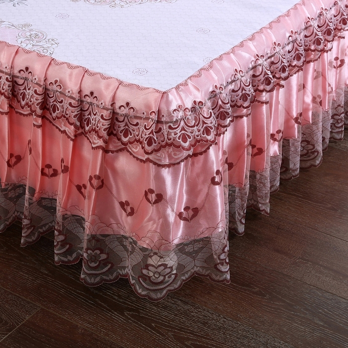 91家纺网 家纺一手货源 找家纺 情恒家纺2025新款床裙款冰丝布艺软凉席三件套 水颜墨香-玉