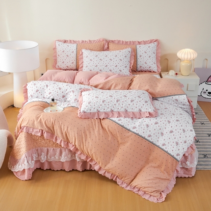 91家纺网 家纺一手货源 找家纺 （总）艺慕家纺 2025新款时尚印花针织棉床盖套件