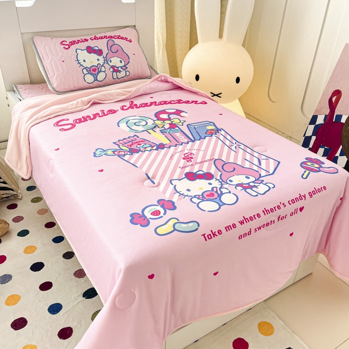 91家纺网 家纺一手货源 找家纺 花满路 2025新款儿童针织棉夏被 KT伙伴