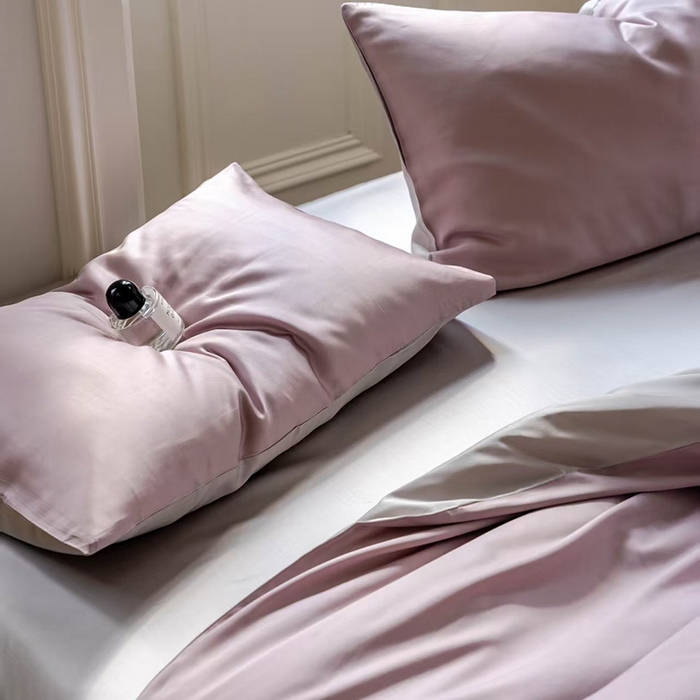 91家纺网 家纺一手货源 找家纺 未来家居 2025新款60S兰精天丝纯色四件套 满天星紫-曙光银