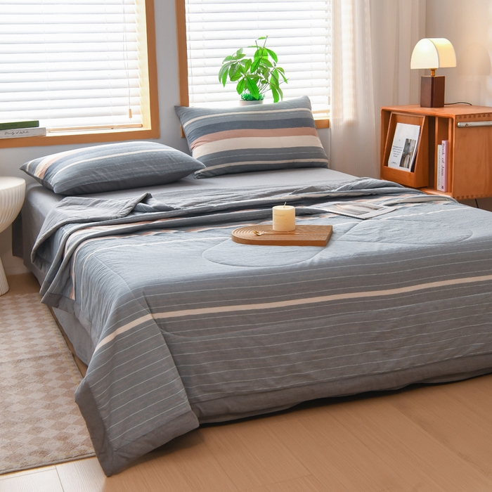 91家纺网 家纺一手货源 找家纺 圣尔雅家纺 2025新款里外全棉色织夏被新疆棉花被纯棉被子空调被夏凉被 绅士灰格