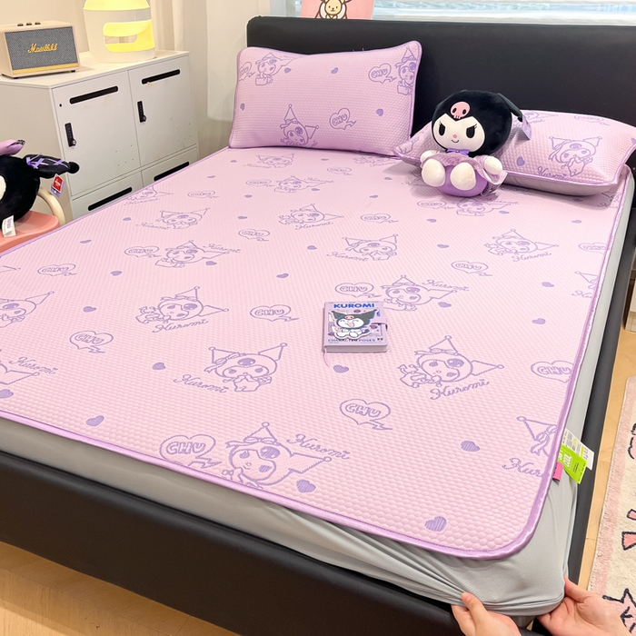 91家纺网 家纺一手货源 找家纺 （总）2025新款三丽鸥正版授权A类提花冰豆豆凉席平铺款床笠款系列_1409