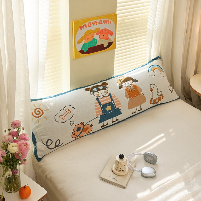 91家纺网 家纺一手货源 找家纺 雯雨2025新款A类卡通双人纱布枕套 春游