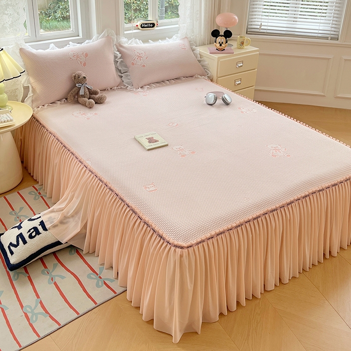 91家纺网 家纺一手货源 找家纺 （总）梦舒羽 2025春夏新款冰豆豆凉席席子-床裙款