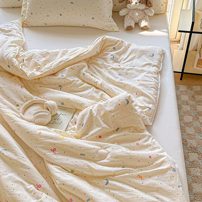 91家纺网 家纺一手货源 找家纺 2025新款双层皱皱纱水洗棉夏被夏凉被空调被可机洗空调被子被芯棉被 小芝士