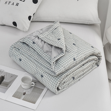 被多多被业 2025新款凉感丝印花夏被夏凉被空调被 爱心蝴蝶结-咖