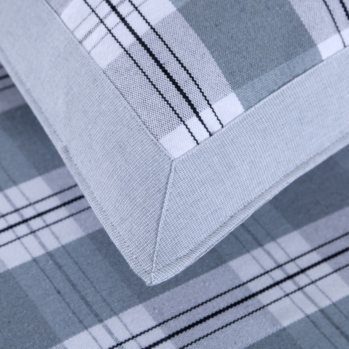 91家纺网 家纺一手货源 找家纺 恋尚羽 2025新款加厚纯棉老粗布凉席三件套 大方格 灰