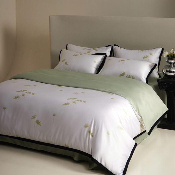 91家纺网 家纺一手货源 找家纺 优悦 2025新款冰丝数码印花四件套 如梦-绿