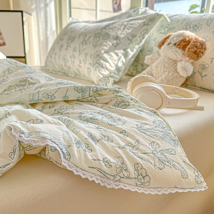 91家纺网 家纺一手货源 找家纺 2025新款双层皱皱纱水洗棉夏被夏凉被空调被可机洗空调被子被芯棉被 海岛森林