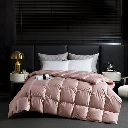 华盛羽绒被壳 2025新款1全棉纯色全棉贡缎羽绒被羽绒被壳单层立体边 粉色