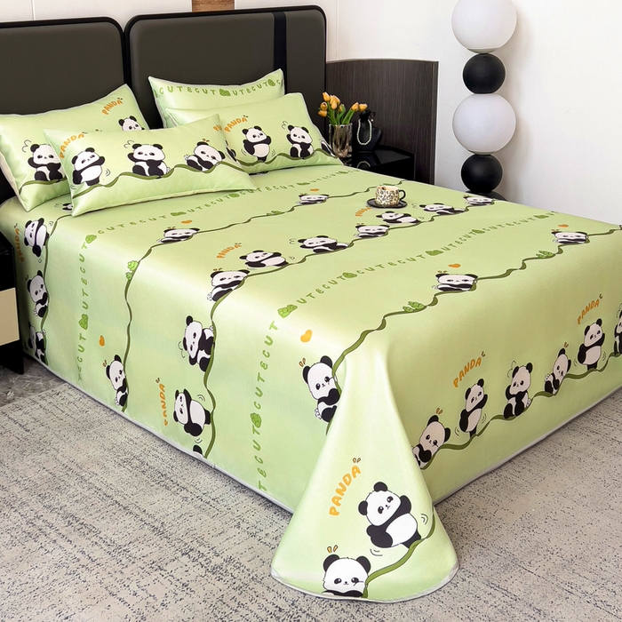 91家纺网 家纺一手货源 找家纺 纽缦家纺 2025新款印花冰丝防滑床单 萌宝