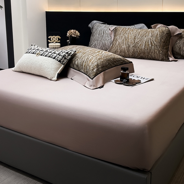 91家纺网 家纺一手货源 找家纺 （总） 2025夏季A类天丝棉夹棉床盖床笠四件套全棉纯棉纯色长绒棉真丝保护罩高级感床上用品