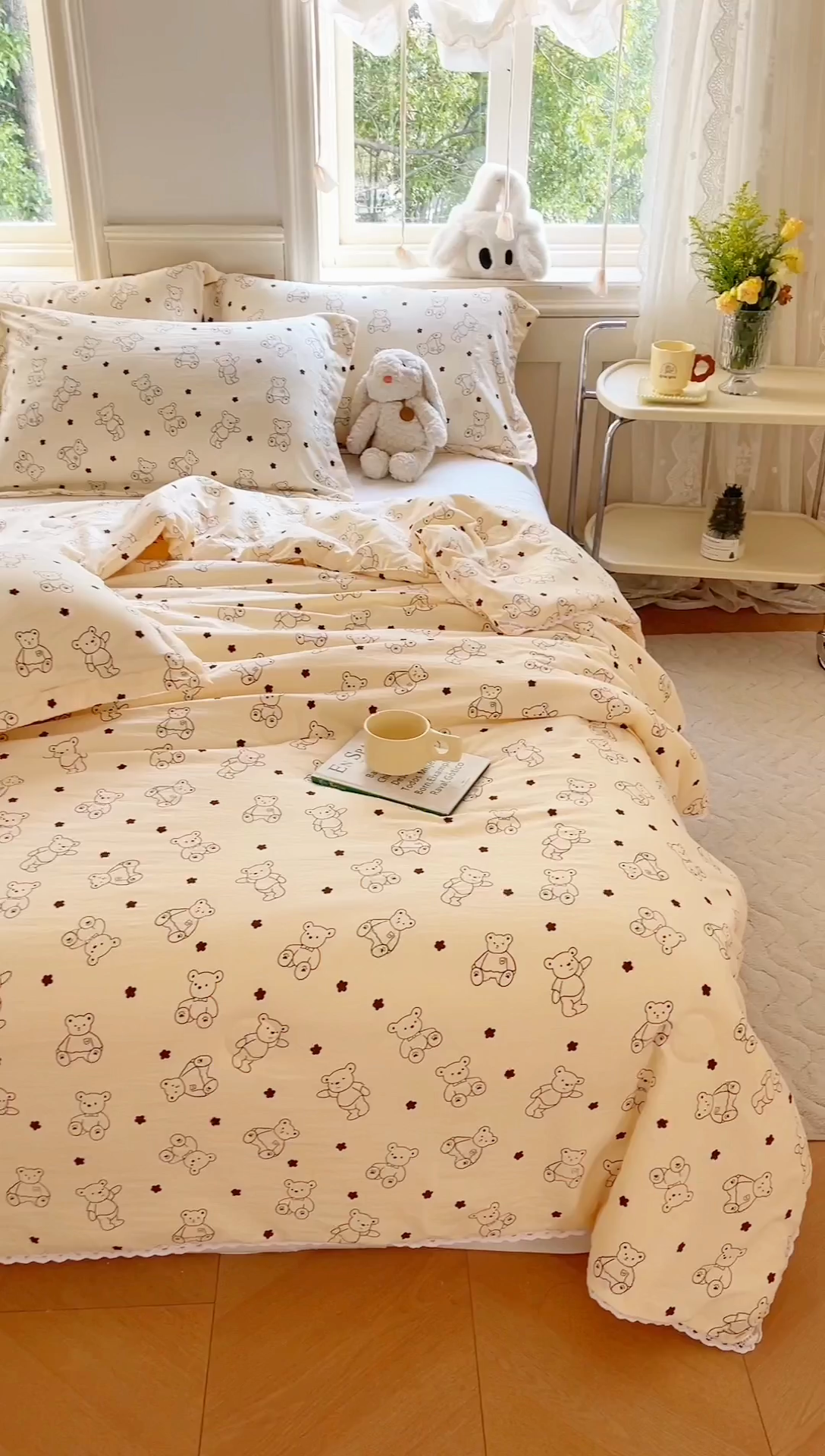 91家纺网 家纺一手货源 找家纺 2025新款双层皱皱纱水洗棉夏被夏凉被空调被可机洗空调被子被芯棉被 小熊院长