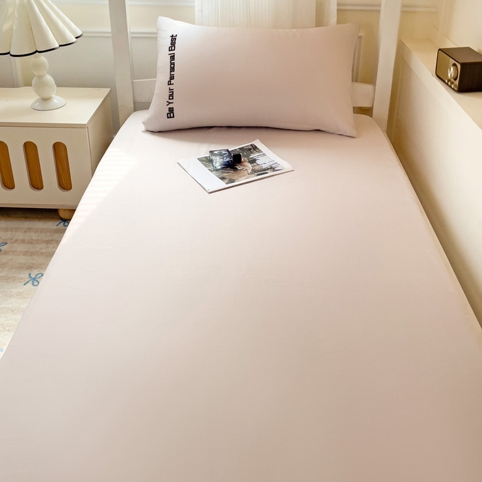 91家纺网 家纺一手货源 找家纺 纽缦家纺 2025新款纯色提花学生冰丝床笠 奶茶棕