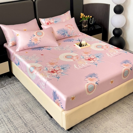 纽缦家纺 2025新款印花冰丝床笠 春色