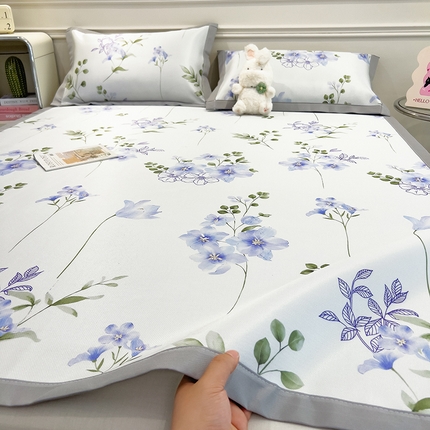 91家纺网 家纺一手货源 找家纺 （总）摩妮卡 2025小清新数码冰丝席 碳光席三件套