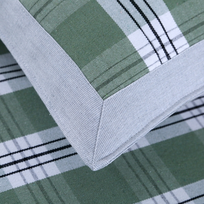 91家纺网 家纺一手货源 找家纺 恋尚羽 2025新款加厚纯棉老粗布凉席三件套 大方格 绿