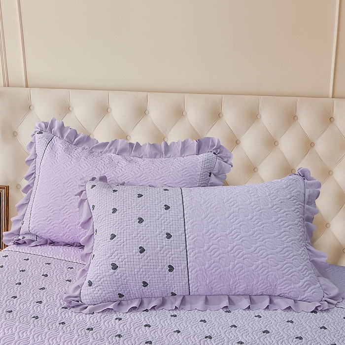 91家纺网 家纺一手货源 找家纺 （总）梦柏 2025新款韩版双层纱夹棉绗缝床盖夏被四件套