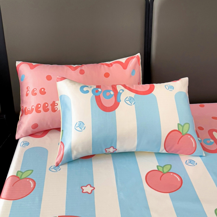 91家纺网 家纺一手货源 找家纺 纽缦家纺 2025新款印花冰丝床笠 炎炎夏日