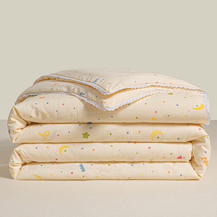 91家纺网 家纺一手货源 找家纺 2025新款双层皱皱纱水洗棉夏被夏凉被空调被可机洗空调被子被芯棉被 小芝士