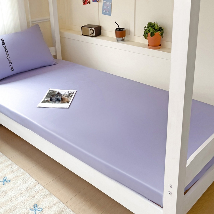 91家纺网 家纺一手货源 找家纺 纽缦家纺 2025新款纯色提花学生冰丝床笠 海青